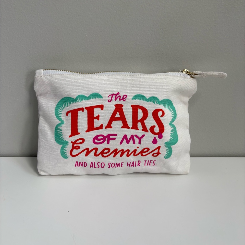 Emily McDowell “Tears of My Enemies And Also Some Hair Ties” Canvas Zipper Pouch - Picture 3 of 5